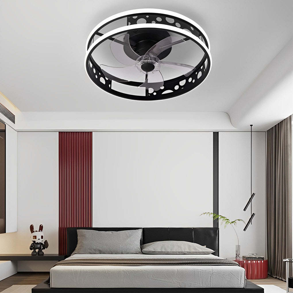 Round 3-Step Dimming LED Nordic Remote Fan