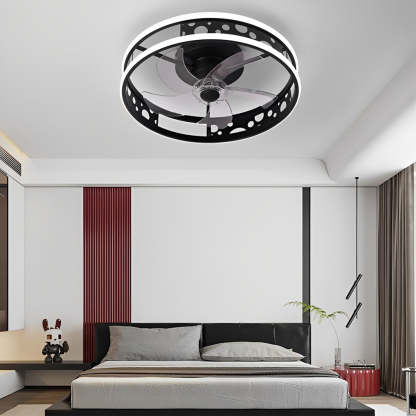 Round 3-Step Dimming LED Nordic Remote Fan