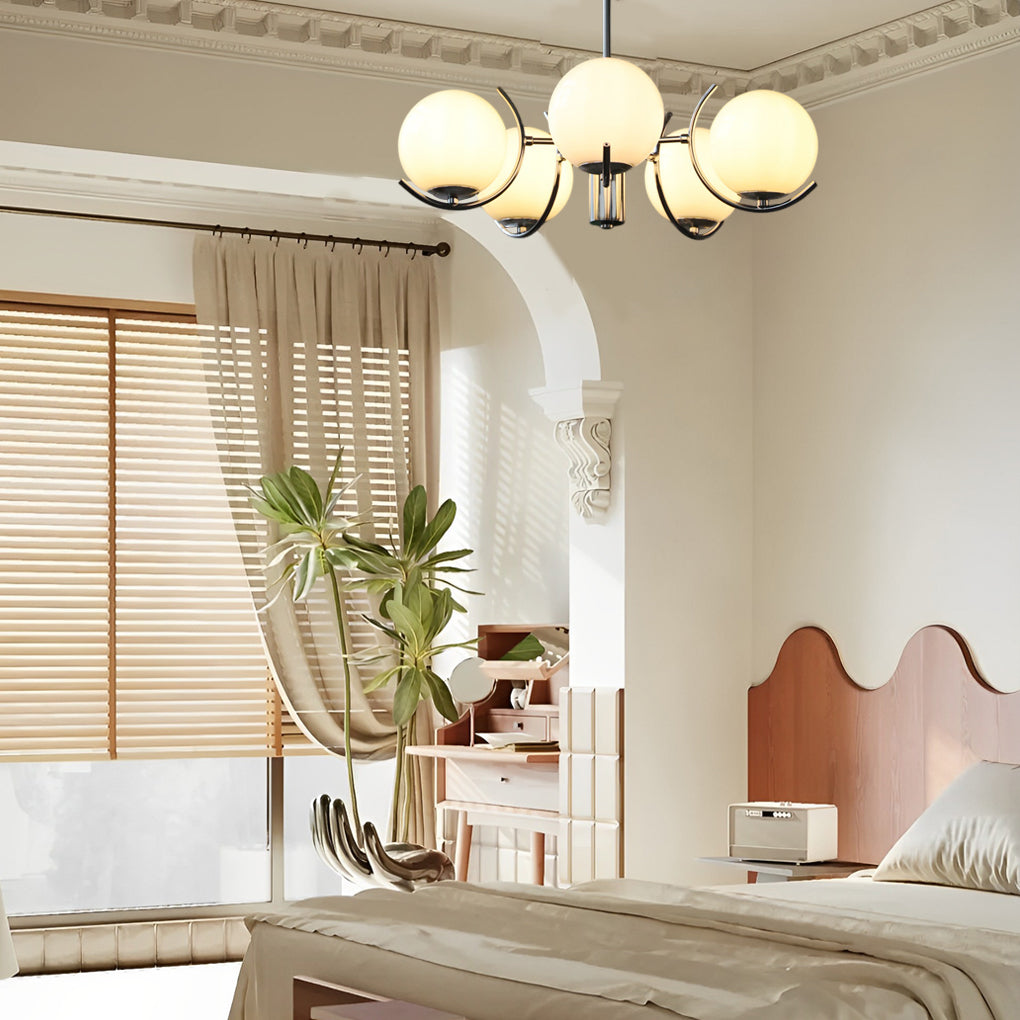 4/5-Light Glass Globe Iron Nordic Chandelier