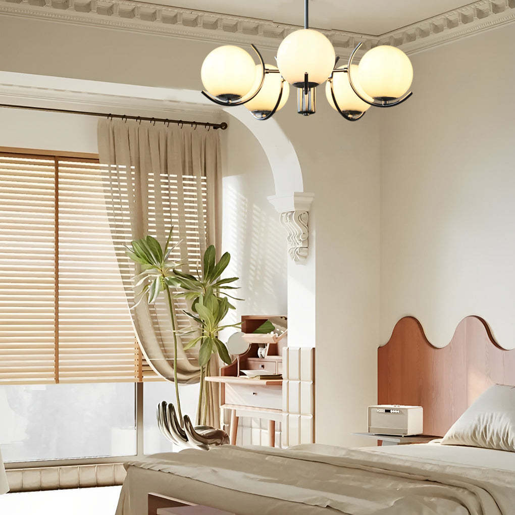 4/5-Light Glass Globe Iron Nordic Chandelier