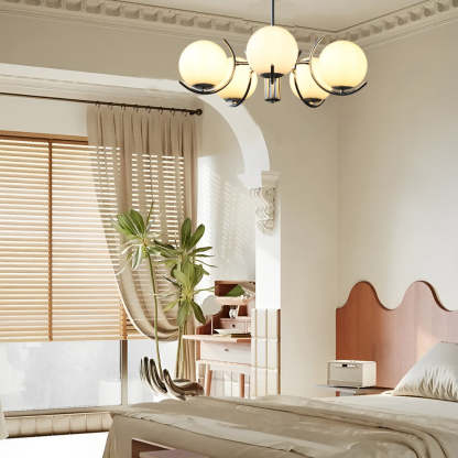 4/5-Light Glass Globe Iron Nordic Chandelier