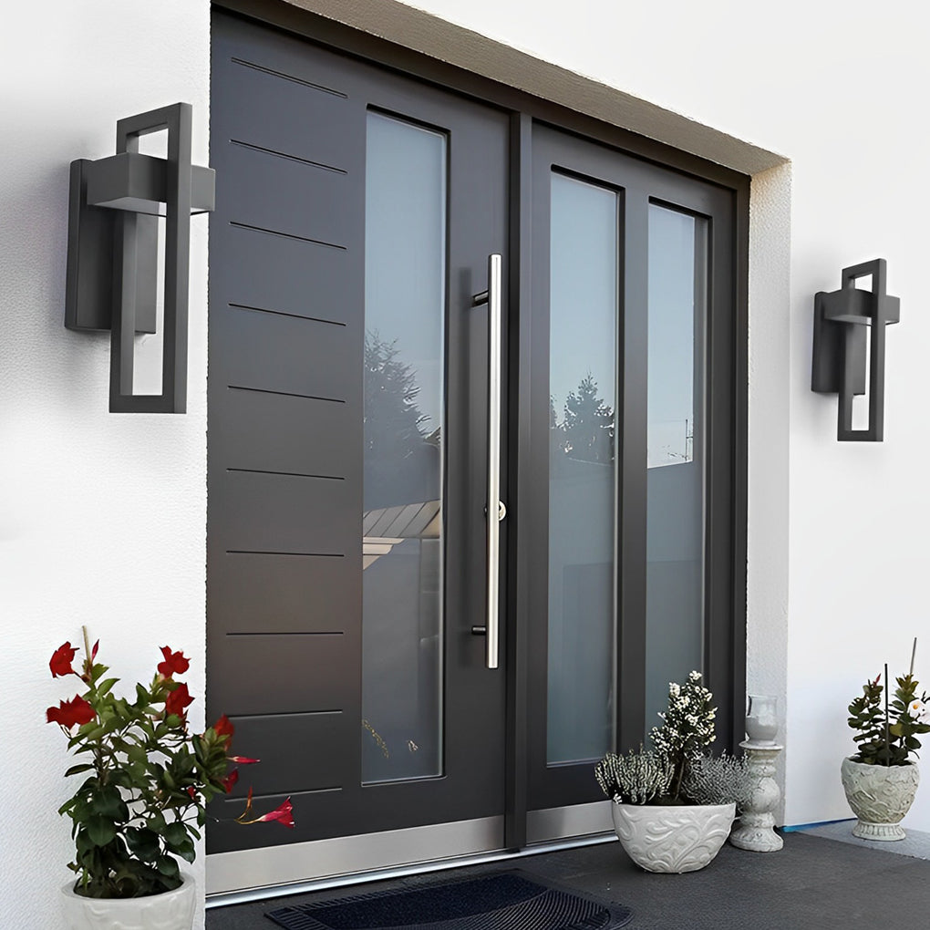Rectangular Minimalist LED Waterproof Black Modern Outdoor Wall Lamp-Lighom
