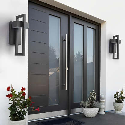 Rectangular Minimalist LED Waterproof Black Modern Outdoor Wall Lamp-Lighom