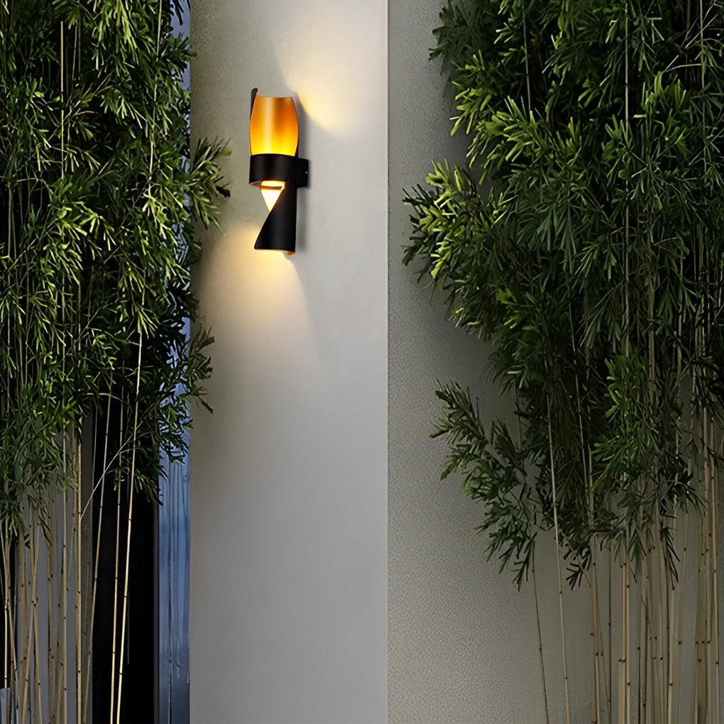 Spiral Exterior Up and Down Wall Lights Outdoor Wall Mounted Light with Gold Interior-Lighom