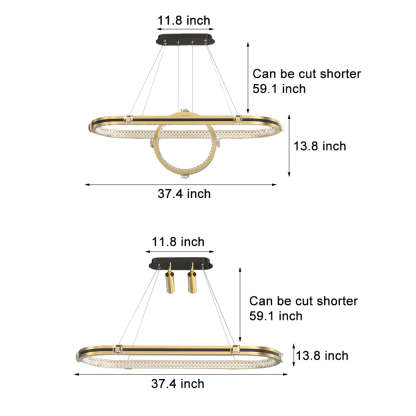 Long Oval Ring Dimmable LED Modern Dining Chandelier
