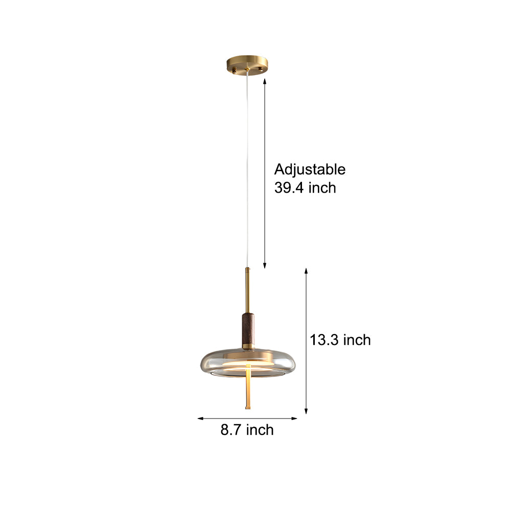 Minimalist Glass Wood Brass 3-Step Dimming Nordic Pendant