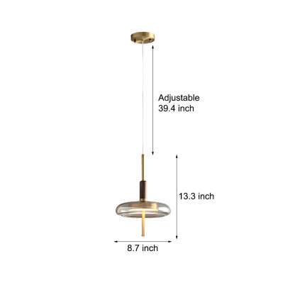 Minimalist Glass Wood Brass 3-Step Dimming Nordic Pendant