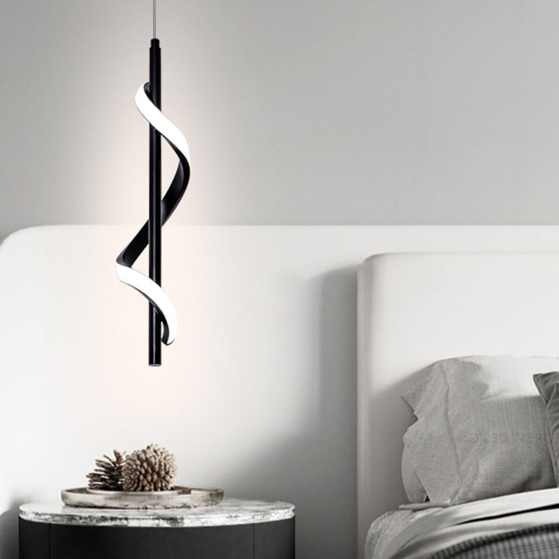 Spiral Strips 3-Step Dimming LED Black Modern Wall Pendant