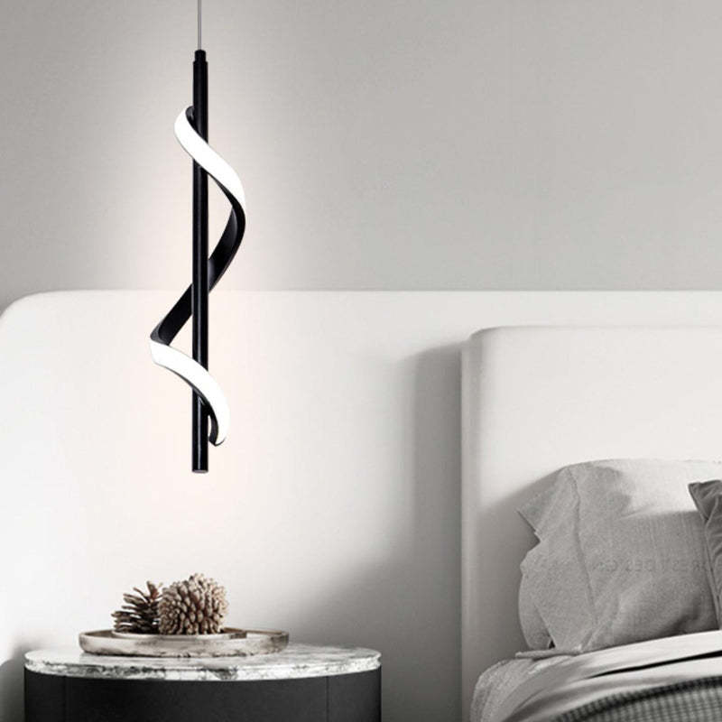 Spiral Strips 3-Step Dimming LED Black Modern Wall Pendant