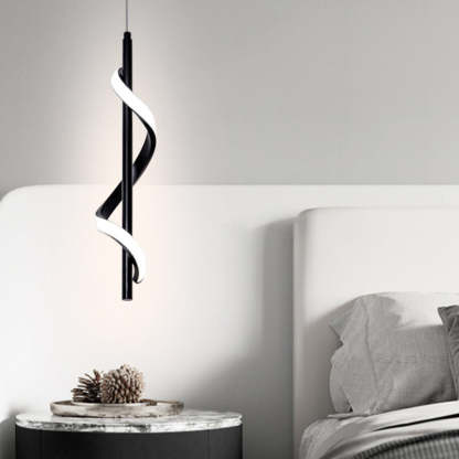 Spiral Strips 3-Step Dimming LED Black Modern Wall Pendant