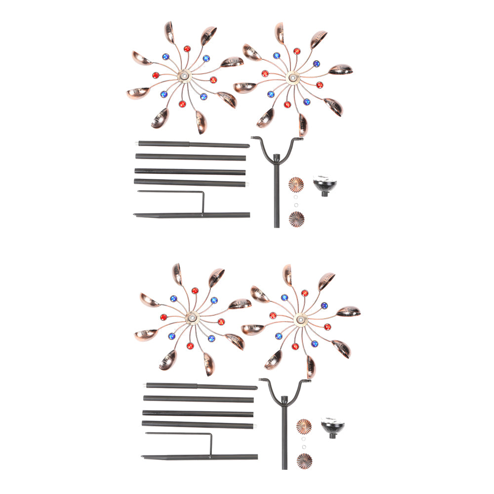 Vintage Iron Wind Spinner Garden Stake Lights - 2-Pack Solar Pathway Decor-Lighom
