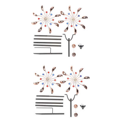Vintage Iron Wind Spinner Garden Stake Lights - 2-Pack Solar Pathway Decor-Lighom
