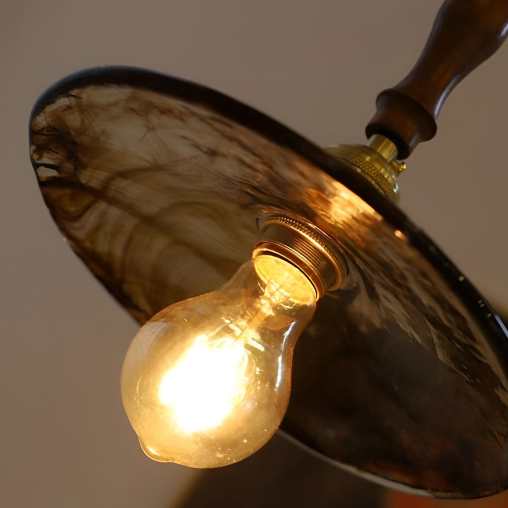 Circular Brown Glass LED Retro Island Pendant