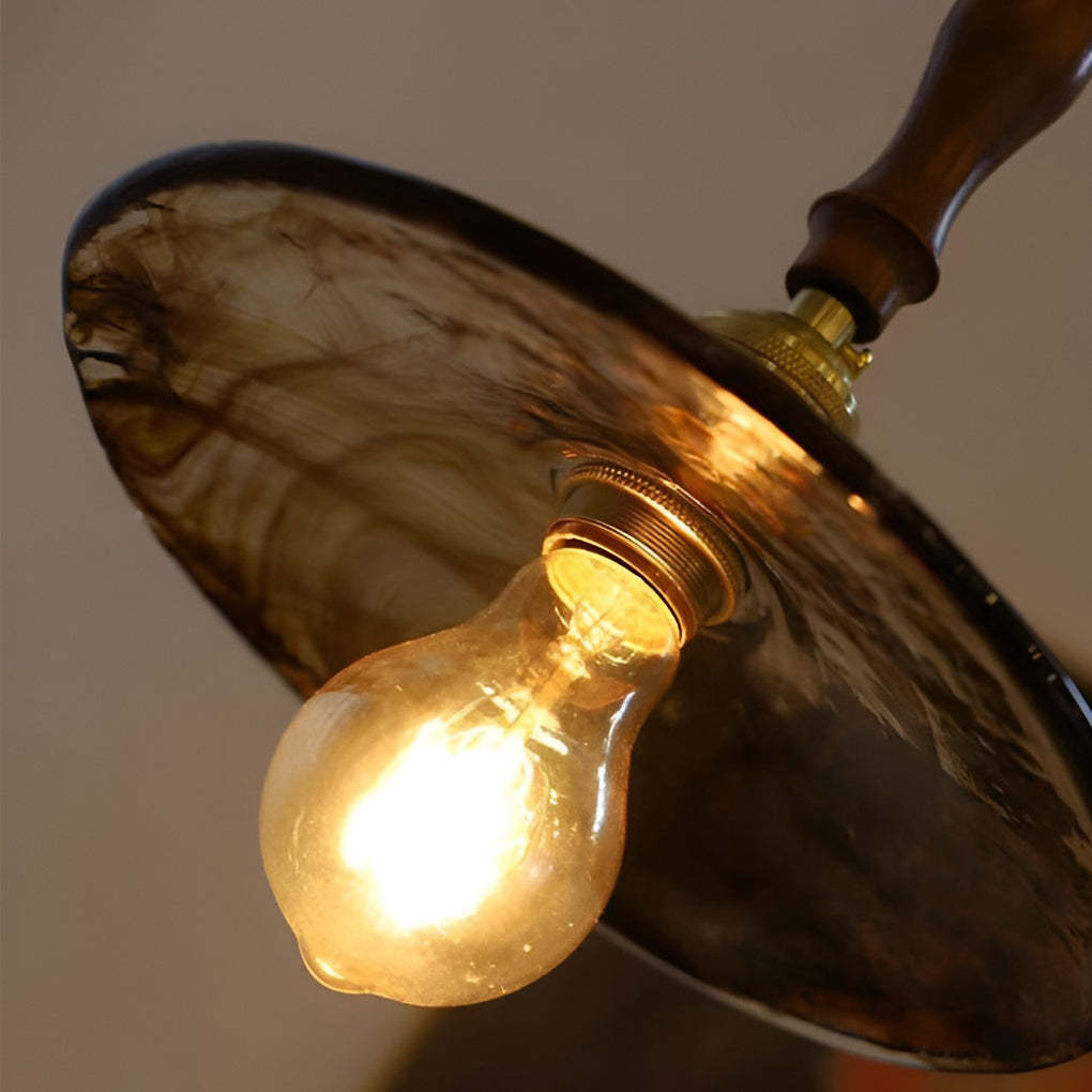 Circular Brown Glass LED Retro Island Pendant