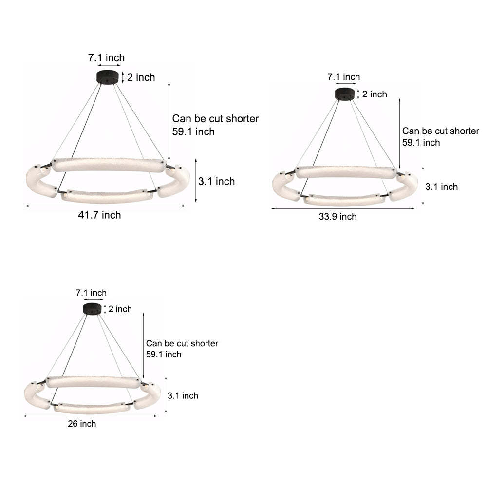 LED Frosted Water Glass Ring Chandelier — 41.7'' / Neutral White Light