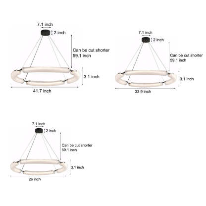 LED Frosted Water Glass Ring Chandelier — 41.7'' / Neutral White Light