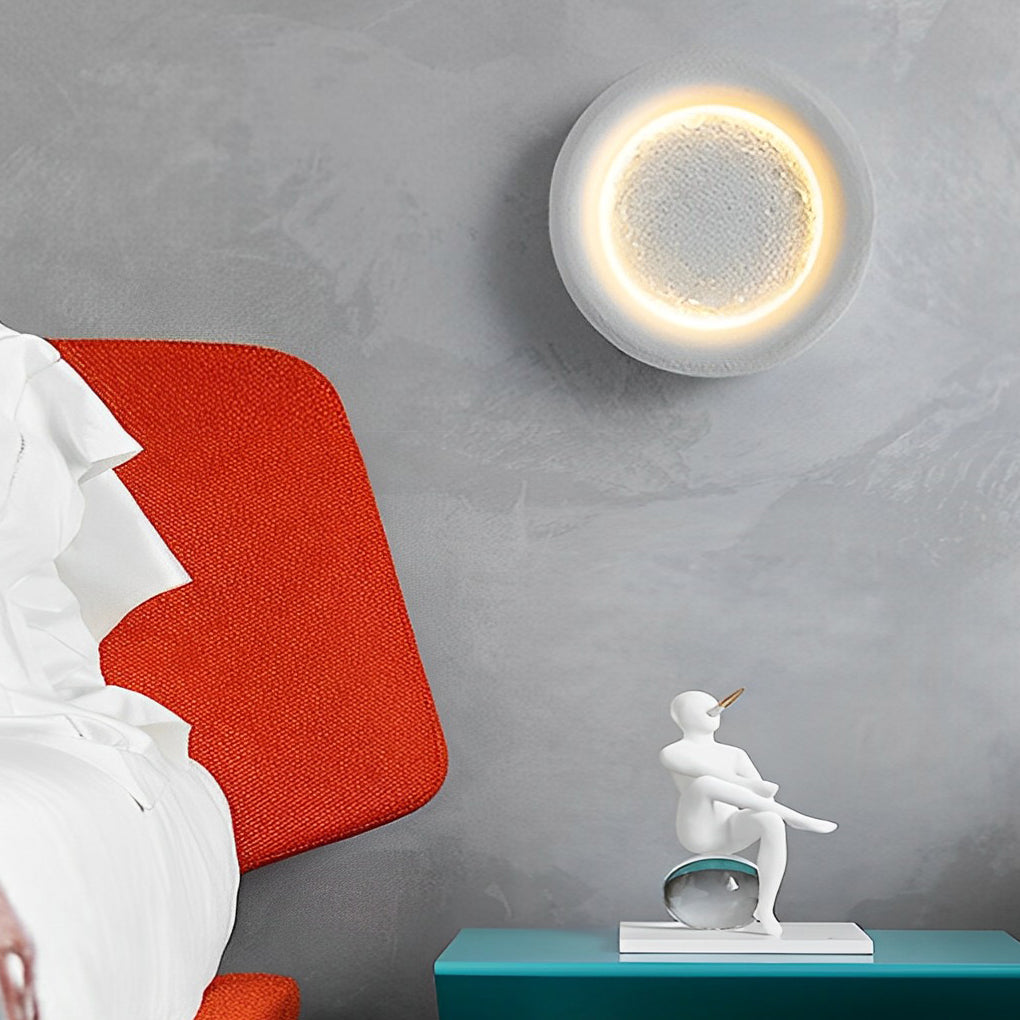 Lighom modern moon round resin synthetic ceramic wall sconces