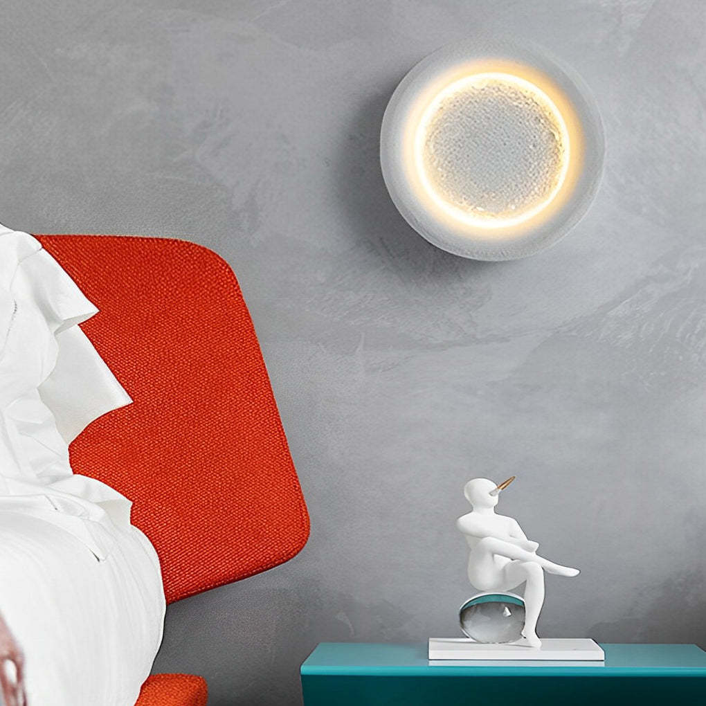 Lighom modern moon round resin synthetic ceramic wall sconces