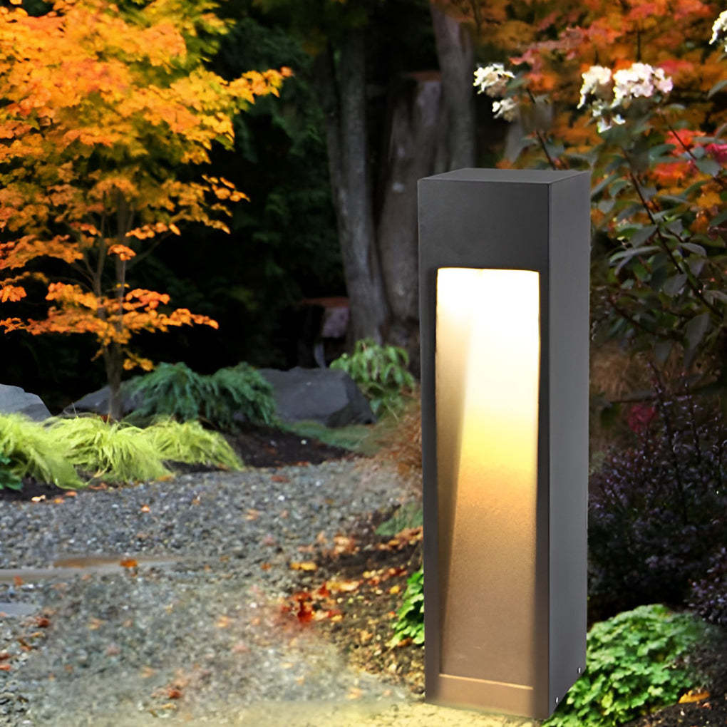 Black metal acrylic steel open-slide rectangular landscape lighting - industrial