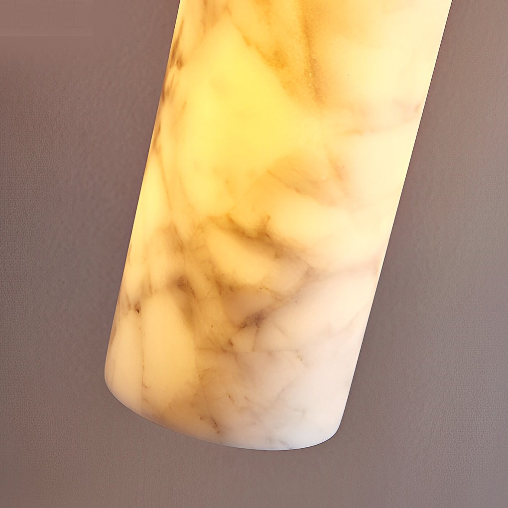 Elongated Cylindrical Marble Minimalist Pendant Chandelier