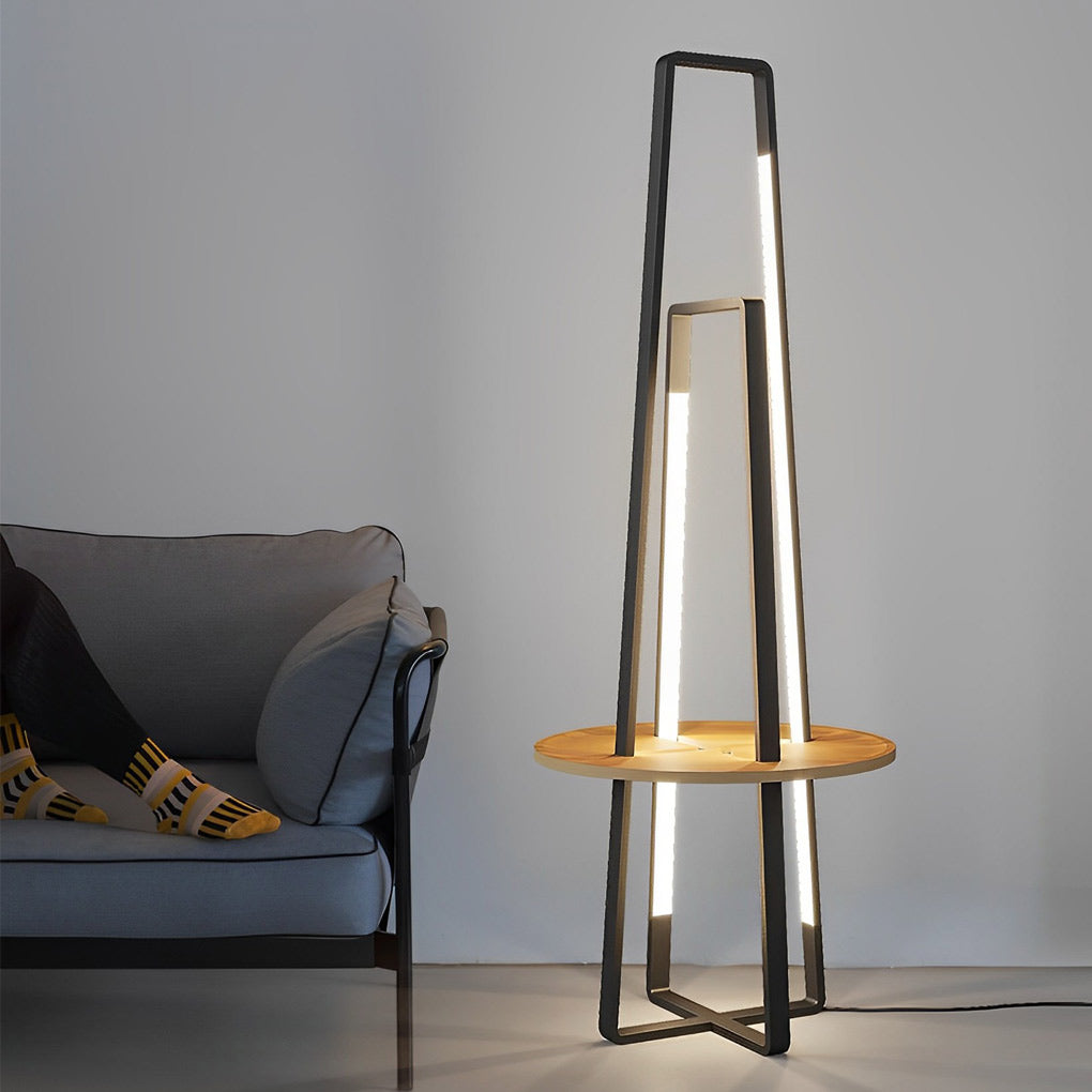 63" Modern Metal LED Tray Floor Lamp