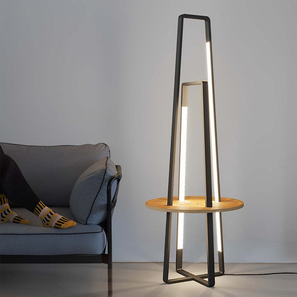 63" Modern Metal LED Tray Floor Lamp
