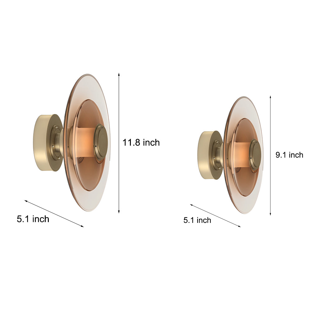 Double Layer Round Glass Electroplated Metal LED Nordic Wall Lights-Lighom