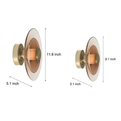Double Layer Round Glass Electroplated Metal LED Nordic Wall Lights-Lighom