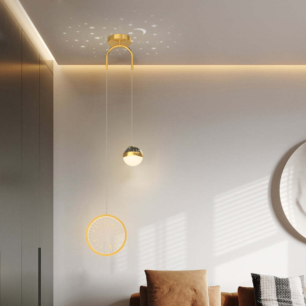 Oval Starry Projection Dimmable Nordic Pendant - Rnd