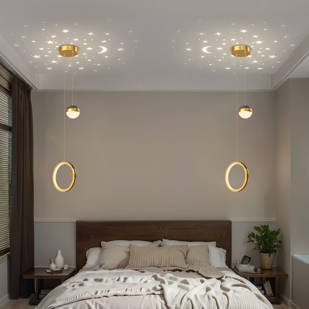 Oval Ring Starry Projection Modern Pendant Light