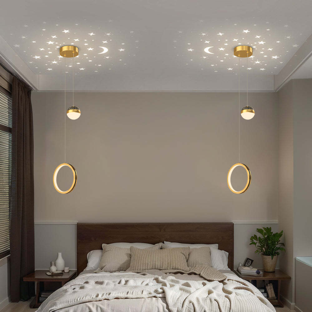 Oval Ring Starry Projection Modern Pendant Light