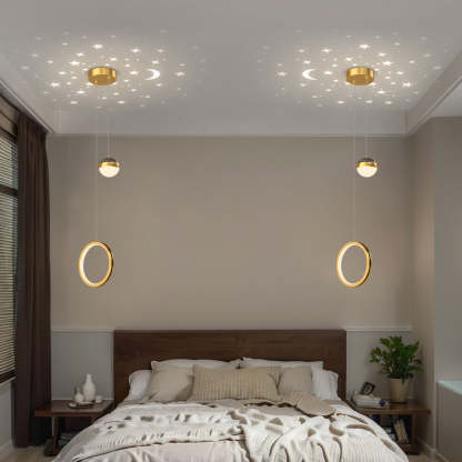 Oval Ring Starry Projection Modern Pendant Light
