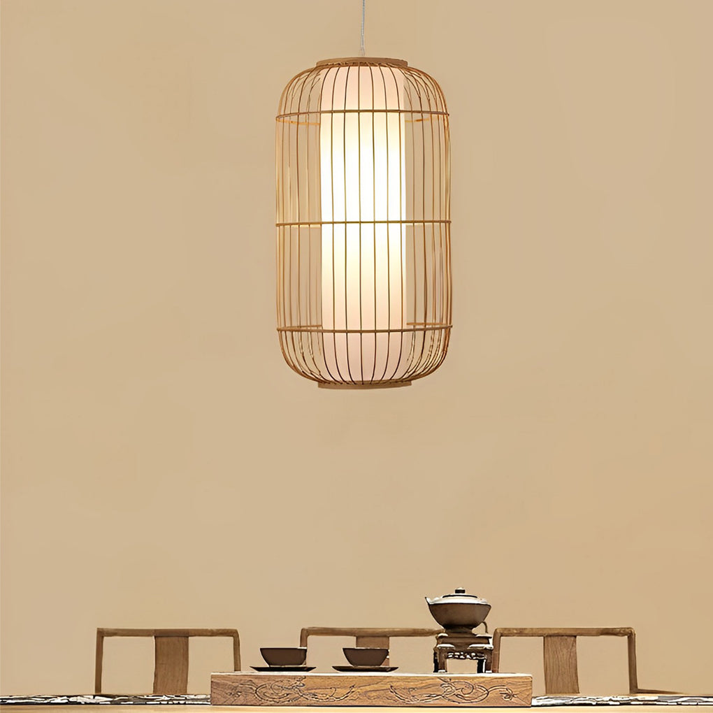 Burlywood Hand-Woven Bamboo Pendant