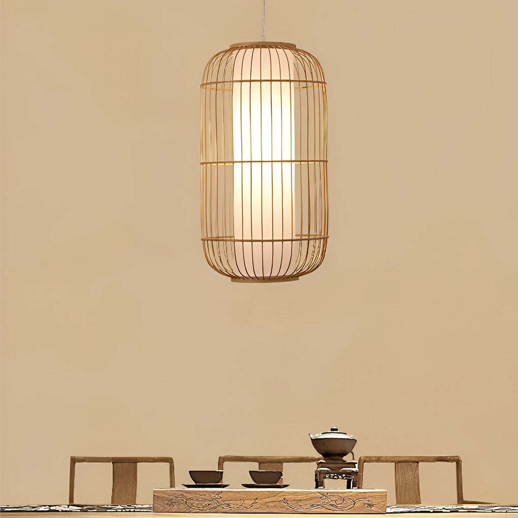 Burlywood Hand-Woven Bamboo Pendant