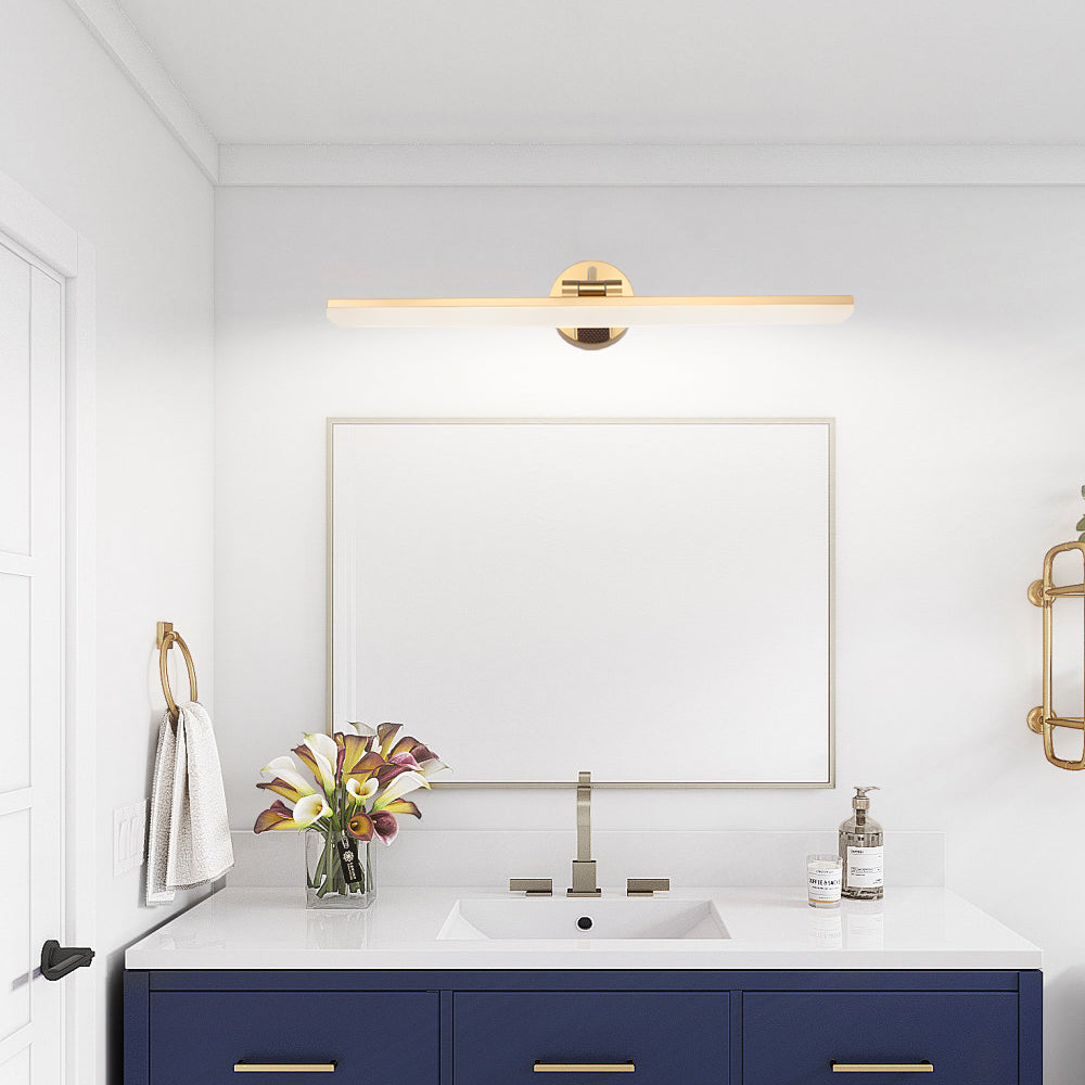 Adjustable LED Bathroom Vanity Mirror Light with Rotatable Flat Bar in Gold/Black Finish-Lighom