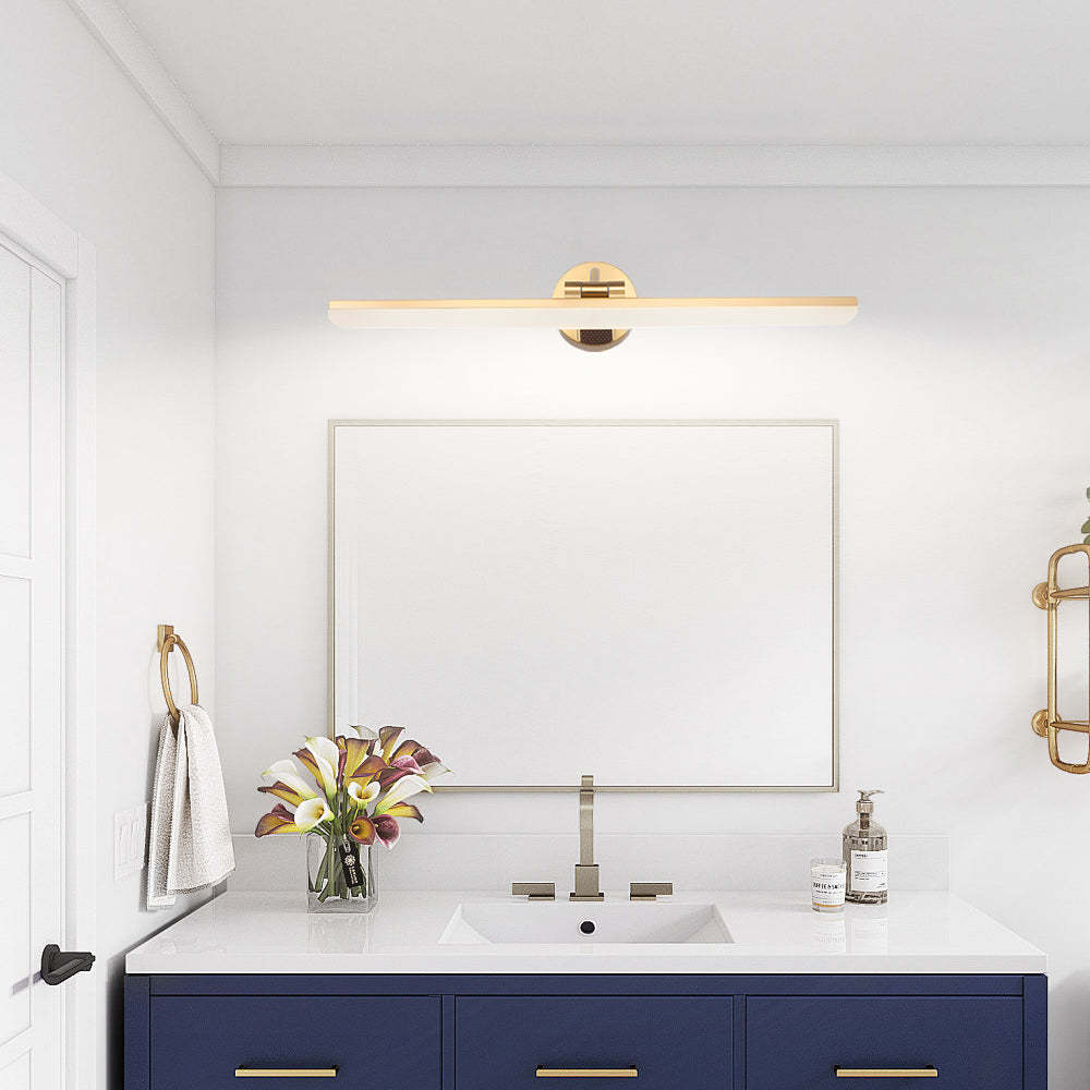 Adjustable LED Bathroom Vanity Mirror Light with Rotatable Flat Bar in Gold/Black Finish-Lighom