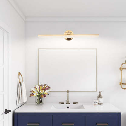 Adjustable LED Bathroom Vanity Mirror Light with Rotatable Flat Bar in Gold/Black Finish-Lighom