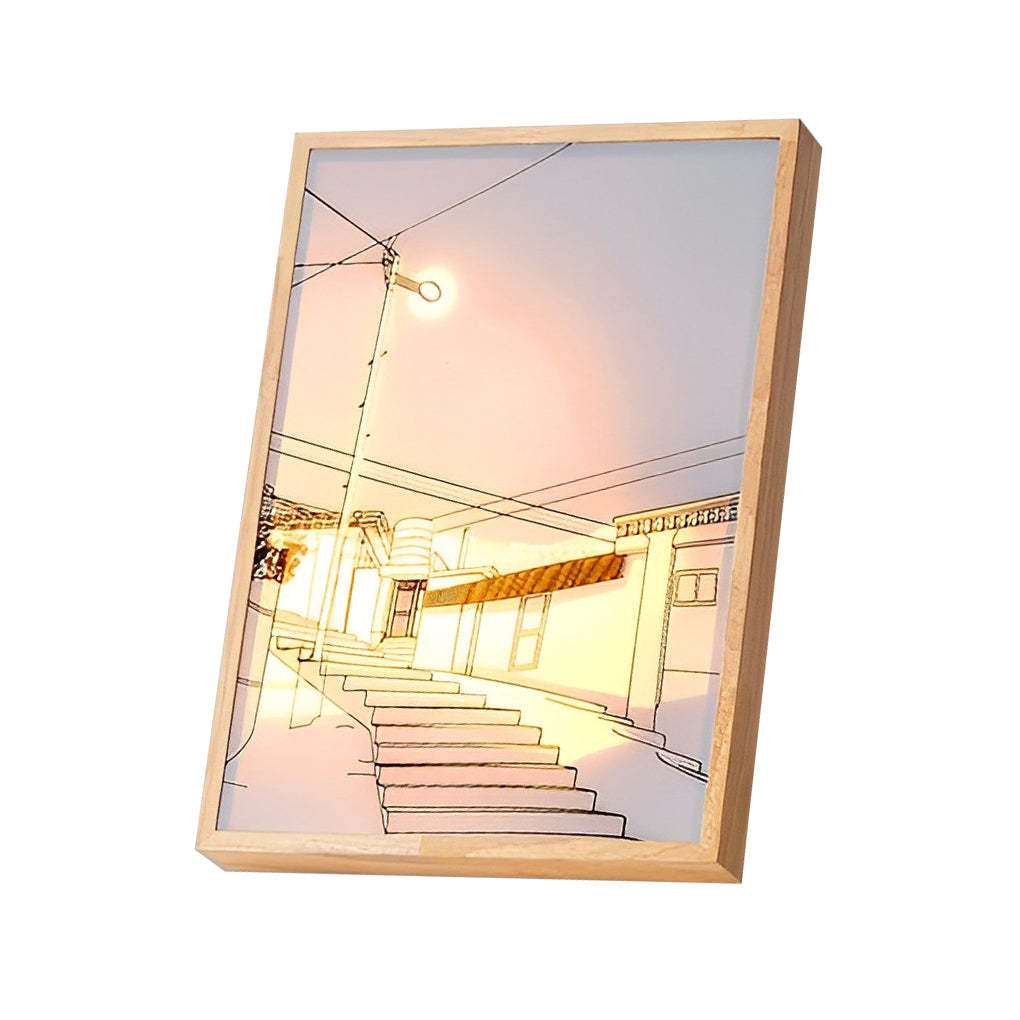 Wood Frame Ins Touch Dimmable LED Sunshine Night Light