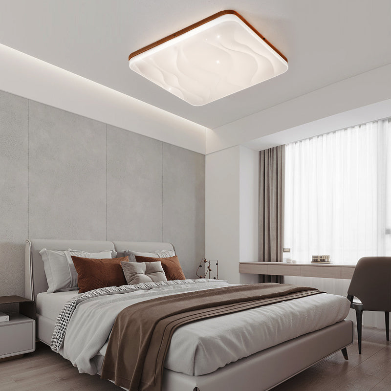 Rustic decor home flush mount lighting in wood — Round