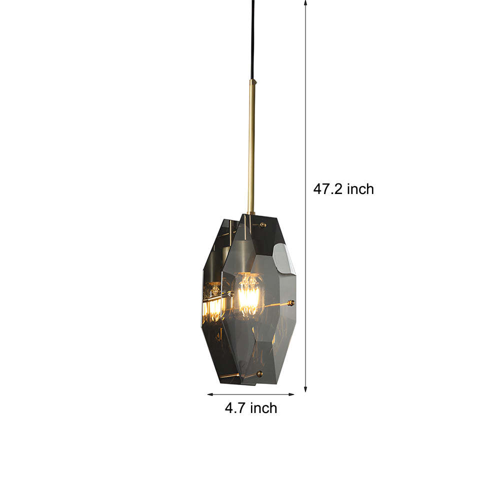 Copper Crystal Smoke Gray Post-Modern Pendant Light