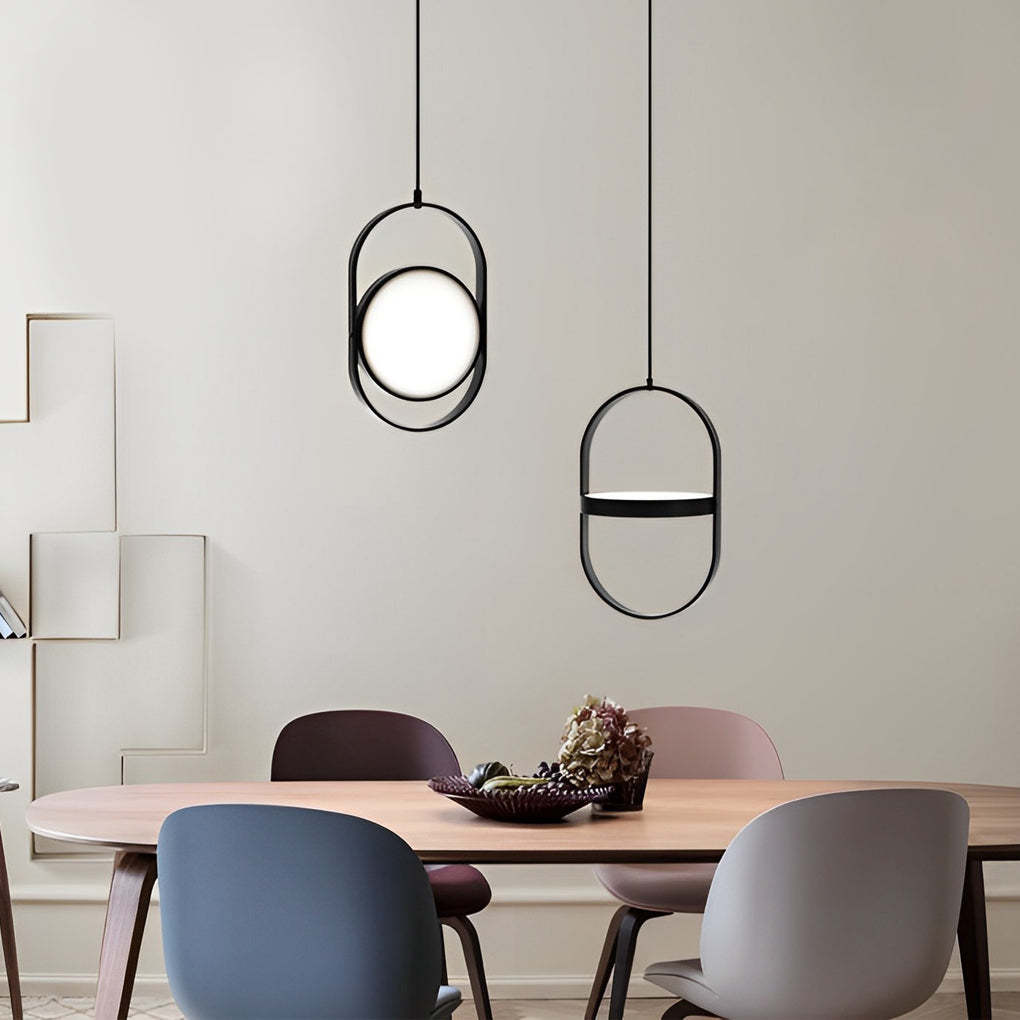 Adjustable Round Dimmable Black Modern LED Pendant