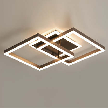 Square Overlapping LED Aluminum Brown Modern Ceiling Light