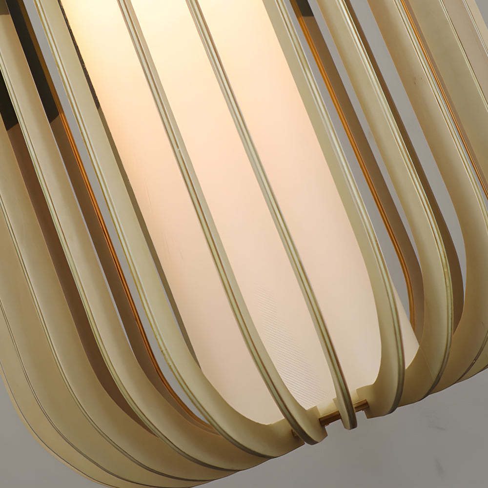Wood Lantern Fabric LED Minimalist Japanese Chandelier