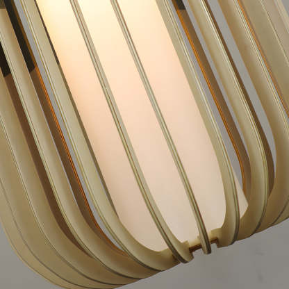 Wood Lantern Fabric LED Minimalist Japanese Chandelier