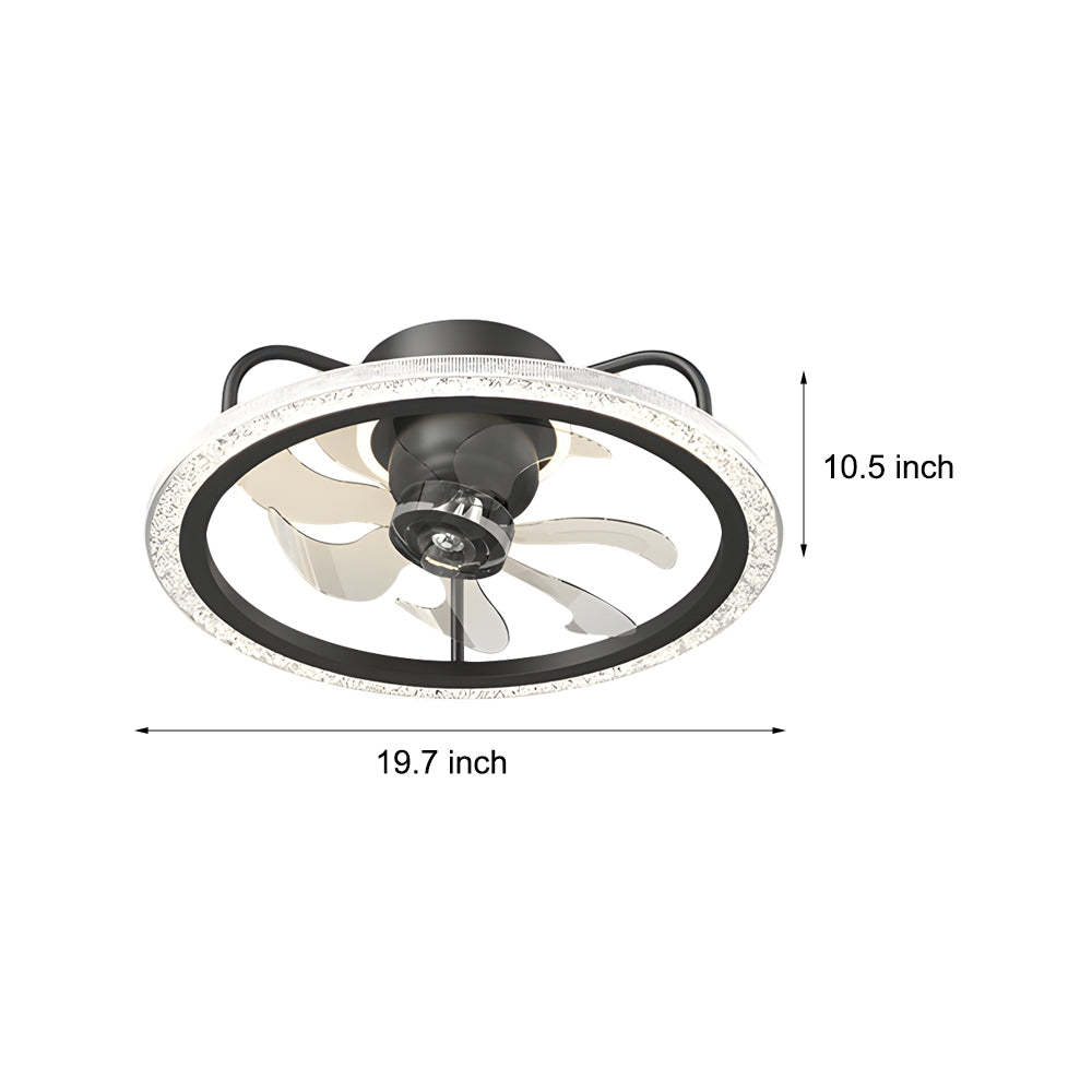 Creative 360�� Shake Head Round 3 Step Dimming Modern Ceiling Fans with Light-Lighom