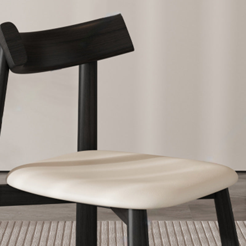 Minimalist Rectangular Wood Leather Chair