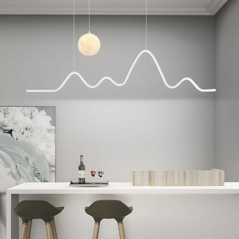 Modern linear wavy pendant lighting in synthetic — Warm White (3000K) / White