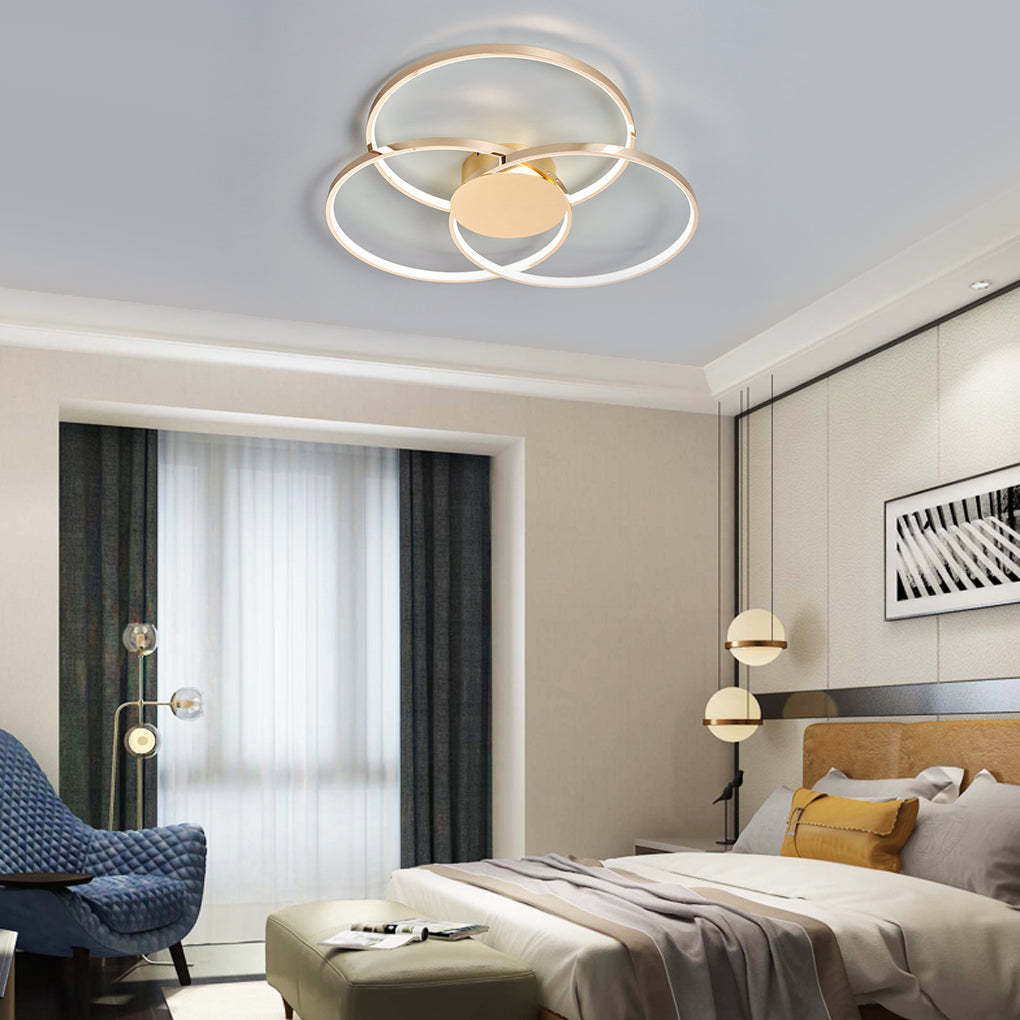 Three-Ring Dimmable Plated Metal Nordic Ceiling Light