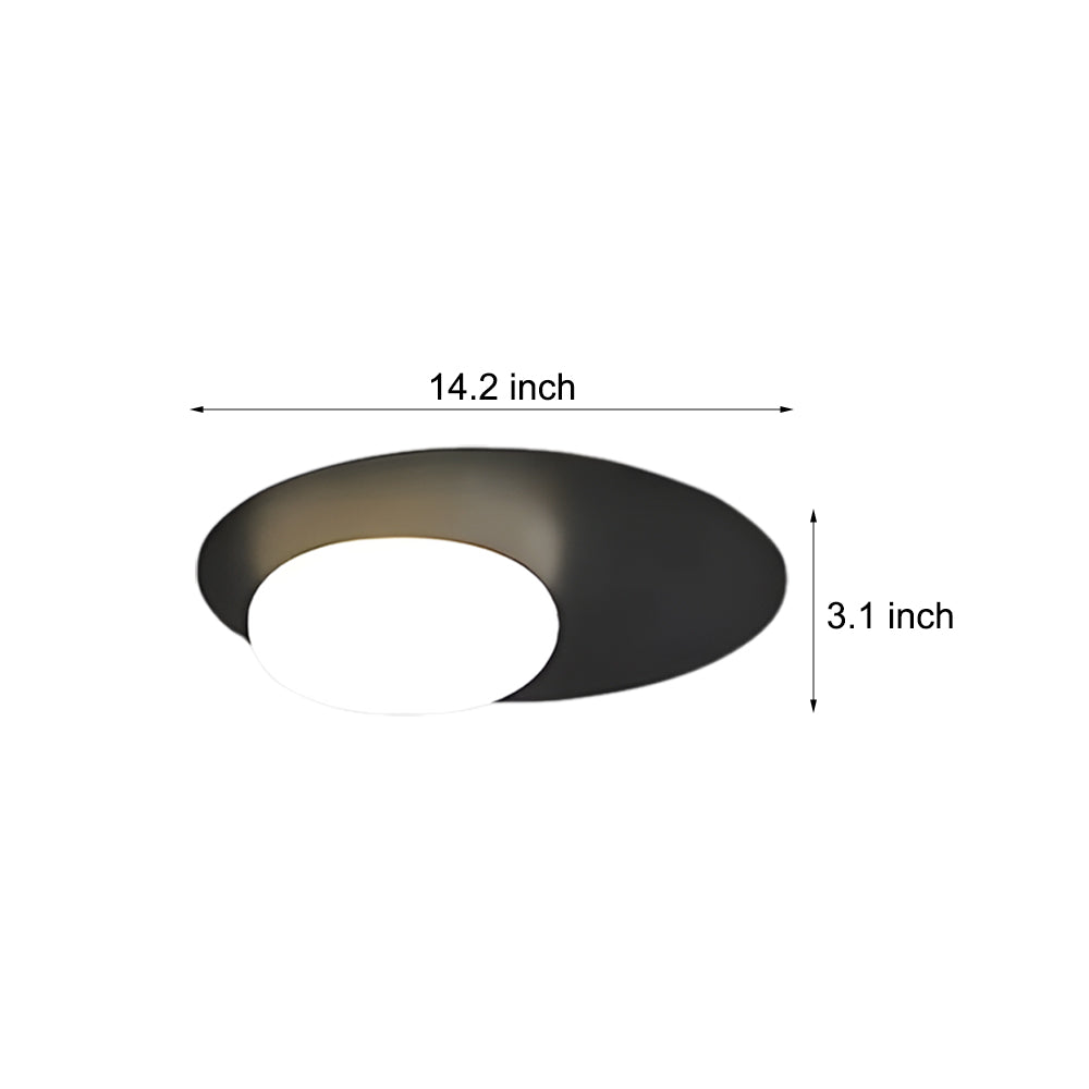LED Oval Metal White Glass Flush Mount Light