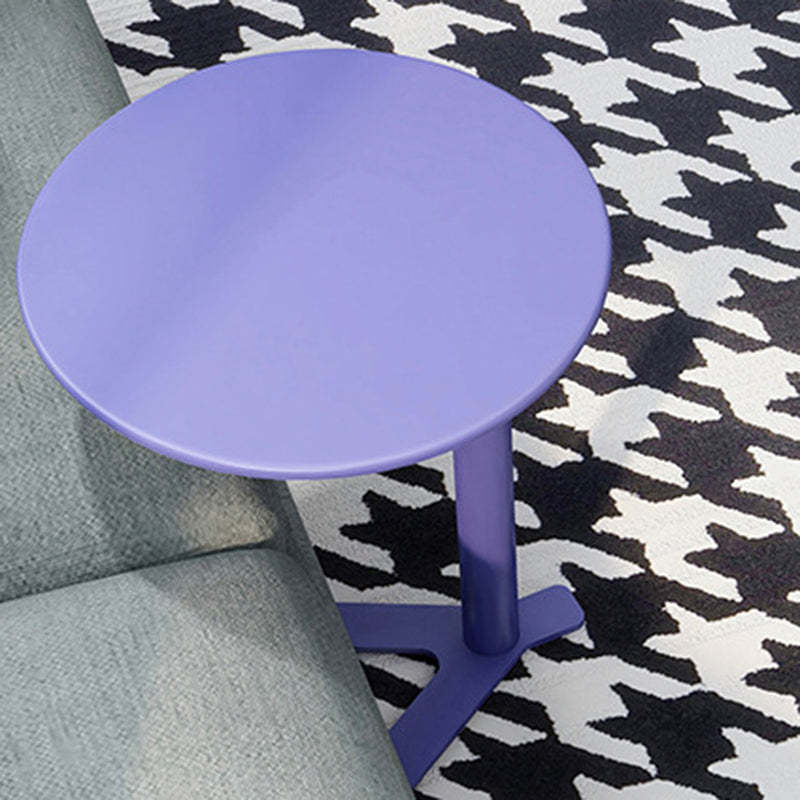 Scandinavian V-Base Iron End Table — Yellow